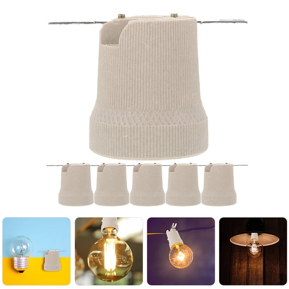 DEEPCRAFF 6Pcs Candelabra Socket Replacement Beige Porcelain Lamp Holder Base for Farmhouse Owners
