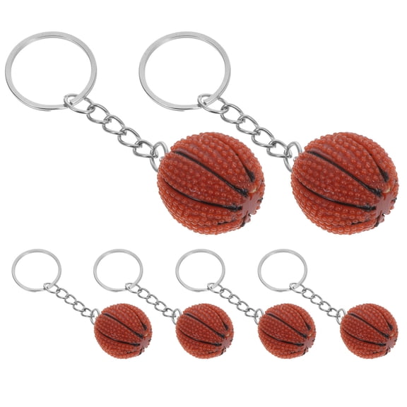 DEEPCRAFF Brown Basketball Keychain Resin and Iron Creative Pendant for Decoration 6Pcs