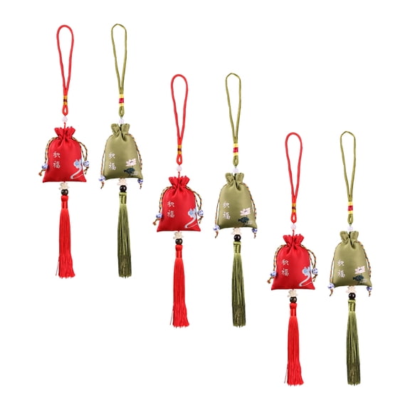 DEEPCRAFF 6-Pack Embroidered Sachet Bags with Tassels, Decorative Hanging Fragrance for Home, Car, Closet, Drawer Freshener