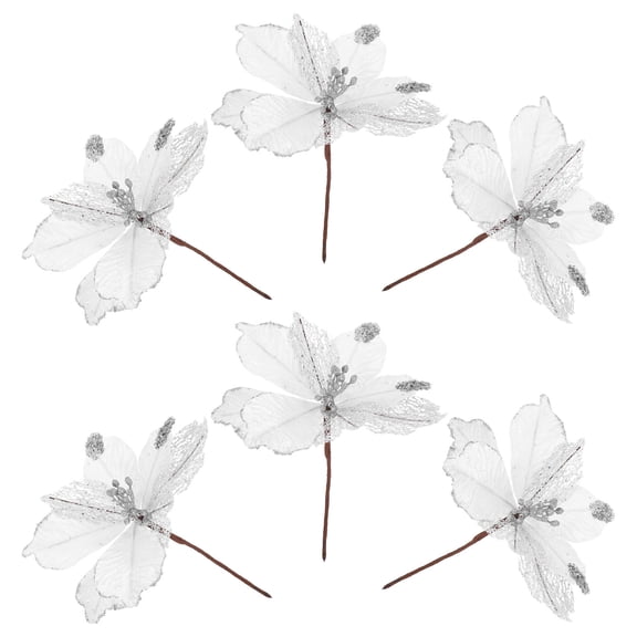 DEEPCRAFF White Glittery Artificial Christmas Spruce Branches for Holiday Decoration and Festive Home Decor