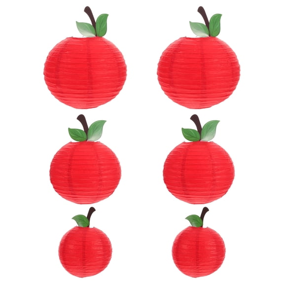 DEEPCRAFF 6Pcs Red Apple Paper Lanterns for Back to School Classroom Ceiling Decorations and Party Hanging Decor