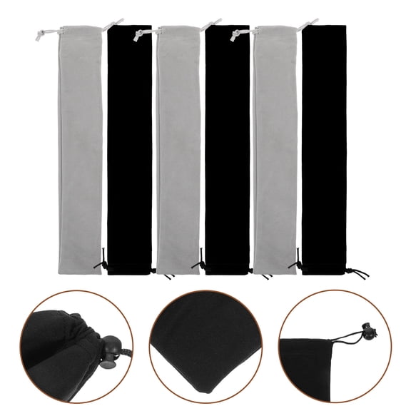 DEEPCRAFF 6Pcs Lightweight Flute Case Soprano Recorder Pouch Cloth Black Storage for Practice