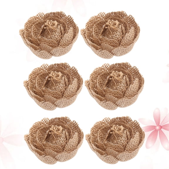 DEEPCRAFF 6Pcs Natural Burlap Flowers for Decorative Handmade Paper and Wedding Crafts