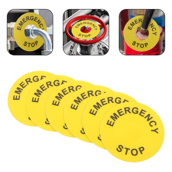 DEEPCRAFF 6Pcs PVC Emergency Stop Warning Labels for Machinery Push Button Safety Signs