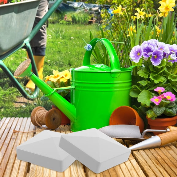 DEEPCRAFF 6Pcs PVC Garden Fence Post Caps Grey Weather Resistant Protective Covers for Patio and Porch