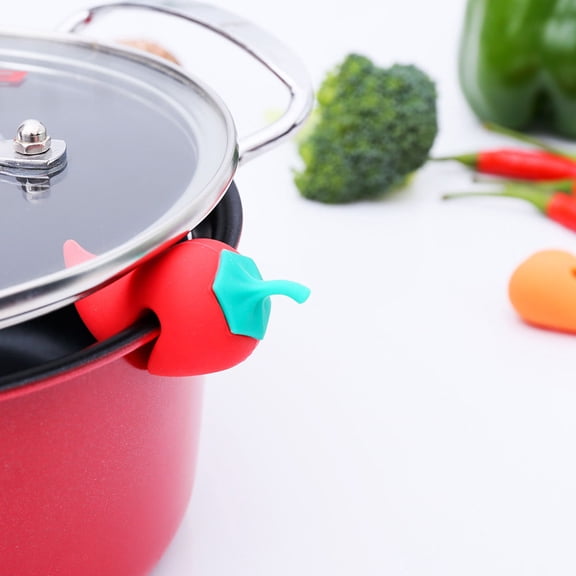 DEEPCRAFF 6-Pack Plastic Pot Spill Stoppers Pepper Shaped Lid Lifters for Kitchen Cooking Boil Over Prevention