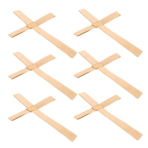 DEEPCRAFF 6-Piece Handmade Beige Palm Cross Wall Decor Set for Church with Authentic Handwoven Craftsmanship