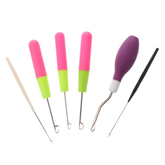 DEEPCRAFF 6Pcs Reusable Dreadlock Crochet Needle Kit for Home Use with Metal Crochet Hook