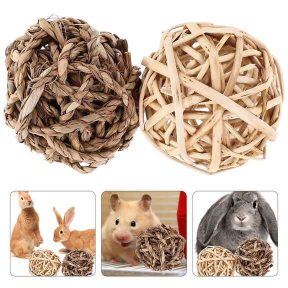 DEEPCRAFF 6Pcs Safe Natural Grass Chew Balls for Rabbit Bunny Chinchillas Indoor Use