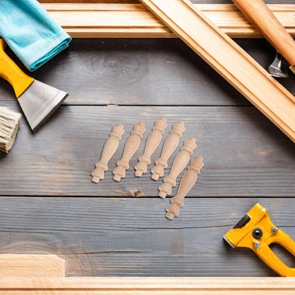 DEEPCRAFF 6Pcs Solid Wood Balustrade Posts Beige Unfinished Roman Pillar Decor for Indoor Home Decoration