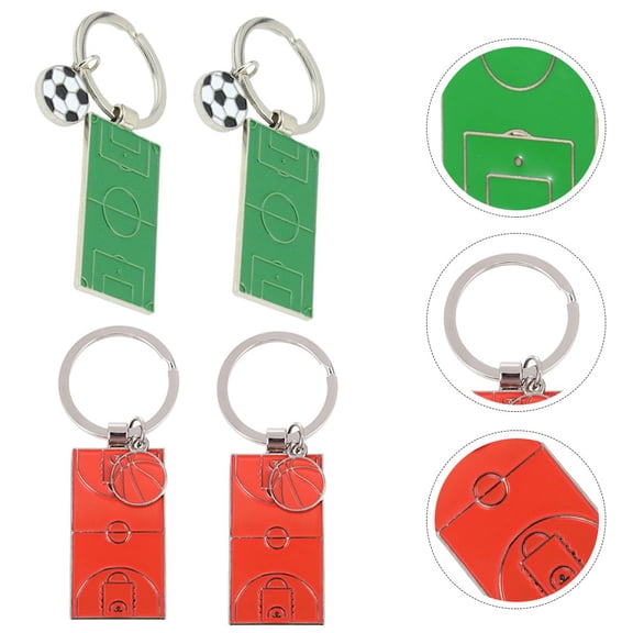 DEEPCRAFF Basketball Themed Keychain Zinc Alloy Gradient Color 6Pcs for Fan Gear