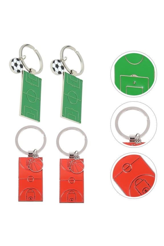 Basketball Themed Keychain Zinc Alloy Gradient Color 6Pcs for Fan Gear