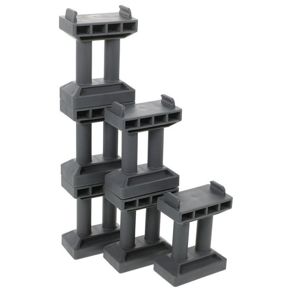 DEEPCRAFF 6-Piece Grey Plastic Bridge Set for Toy Train Tracks Railway Pier Accessories