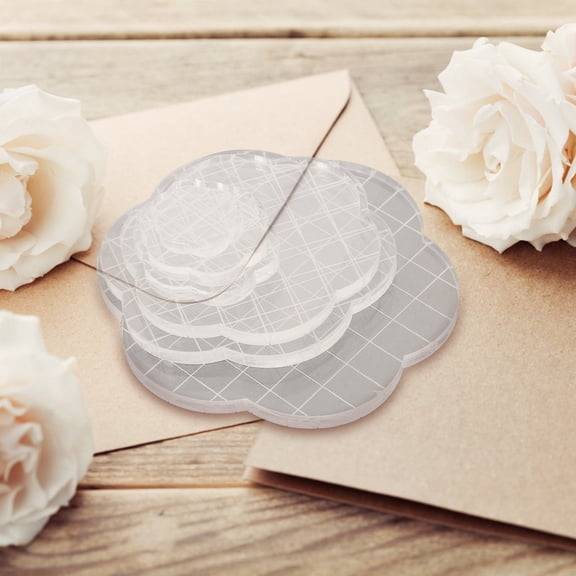 DEEPCRAFF 6-Piece Thick Acrylic Stamp Blocks Set with Grid Lines for Card Making, Scrapbooking, Floral and Craft Projects