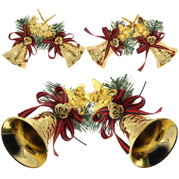 DEEPCRAFF 6pcs Christmas Decorative Bells Golden Plastic Hanging Ornaments
