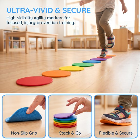 DEEPCRAFF 6pcs Colored Agility Marker Discs 4 Inch Plastic round Flat Spot