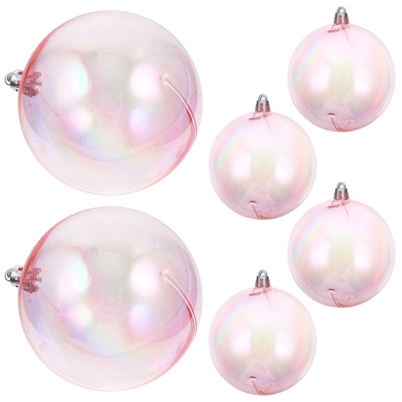 DEEPCRAFF 6pcs Pink Plastic Christmas Bulbs Hanging Decor for Home Christmas Tree Party Decorations