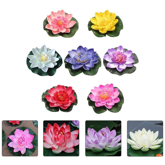 DEEPCRAFF Fake Lotus Pool Decor Assorted Color Realistic Water Surface Ornament