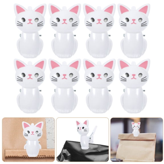 DEEPCRAFF White Cat Shaped Plastic Clips Multipurpose Sealing Clips for Clothes, Bags,