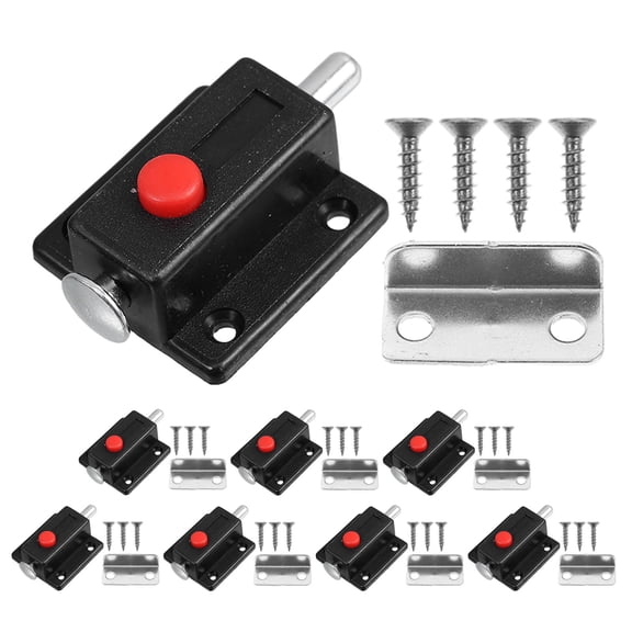 DEEPCRAFF Black Spring-Loaded Push Button Cabinet Door Latches for Furniture Hardware Accessories, and Easy to Install