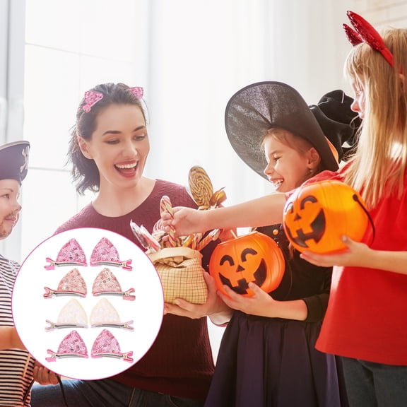 DEEPCRAFF 8Pcs Animal Ear Hair Clip Cute Cat Ear Shape Assorted Colors Comfortable