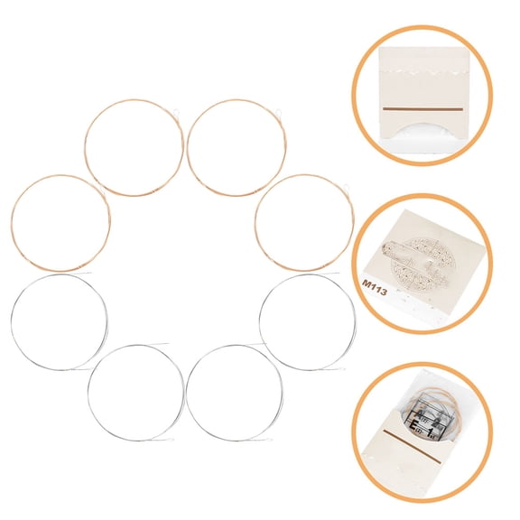DEEPCRAFF 8-Piece Acoustic Mandolin Strings Set, Phosphor Copper Replacement String Kit for Musical Instrument Use