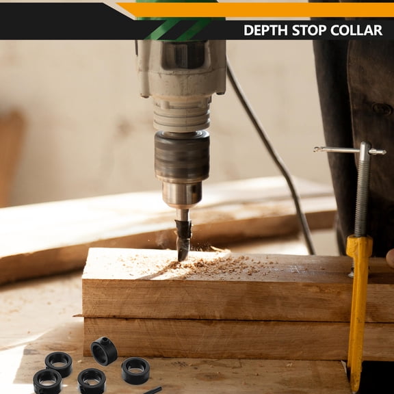 DEEPCRAFF 8-Piece Metal Drill Bit Depth Stop Collar Set in Black for Precise Drilling Positioning and Consistent Repeat Use