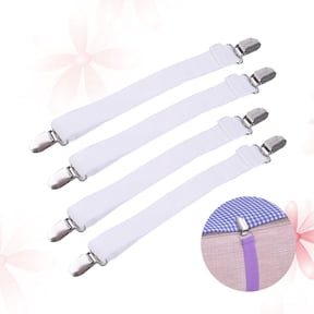 DEEPCRAFF White Elastic Bed Sheet Grippers with Strong Tension Clips for Secure Mattress Cover Hold