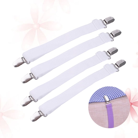 DEEPCRAFF 8Pcs Bed Sheet Gripper White Elastic Clips with Tension for Stable Mattress Cover Hold
