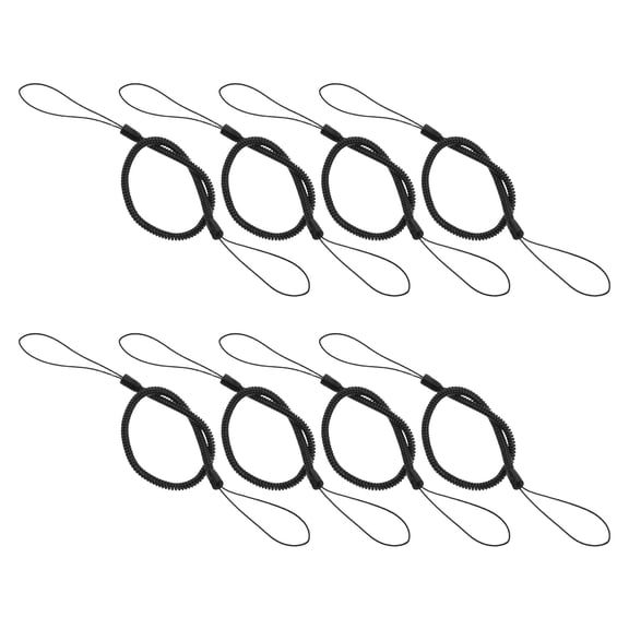 DEEPCRAFF 8Pcs Black Elastic Stylus Holder Lanyard Retractable Cord for Tablet Pen Anti Loss Security