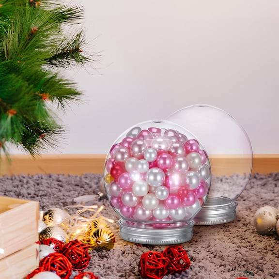 DEEPCRAFF 8Pcs Clear Plastic Snow Globe Kit with Aluminum Lid for Christmas Tree Decor