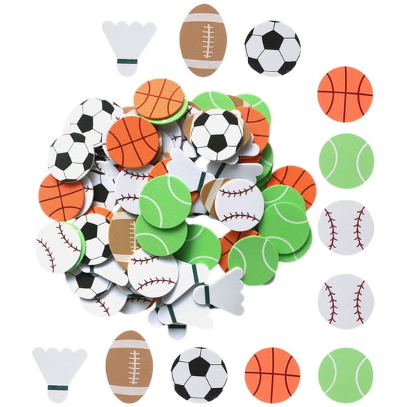 DEEPCRAFF 90Pcs Eva Sports Ball Stickers Self Adhesive Assorted Colors for Scrapbooking and DIY