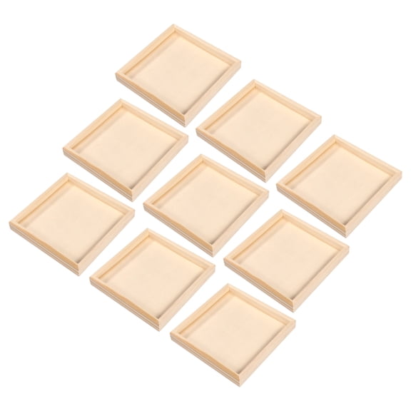 DEEPCRAFF 9Pcs Beige Wood Puzzle Organizer Trays Modular Stackable for Painting and Storage