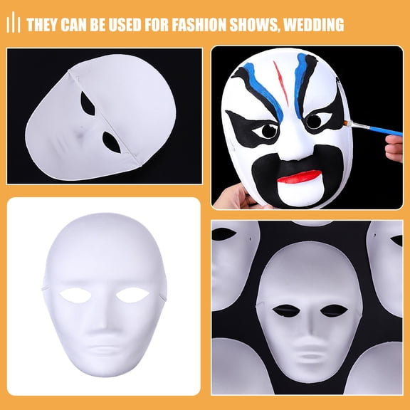 DEEPCRAFF 9-Piece White Blank Masks, Paintable Craft Face Masks for Masquerade, Costume Party, Fashion Show Decor Supplies