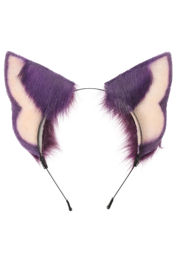 Purple Plush Animal Ears Headband Womens Hair Accessory for Costume Party Cosplay and Photo Props