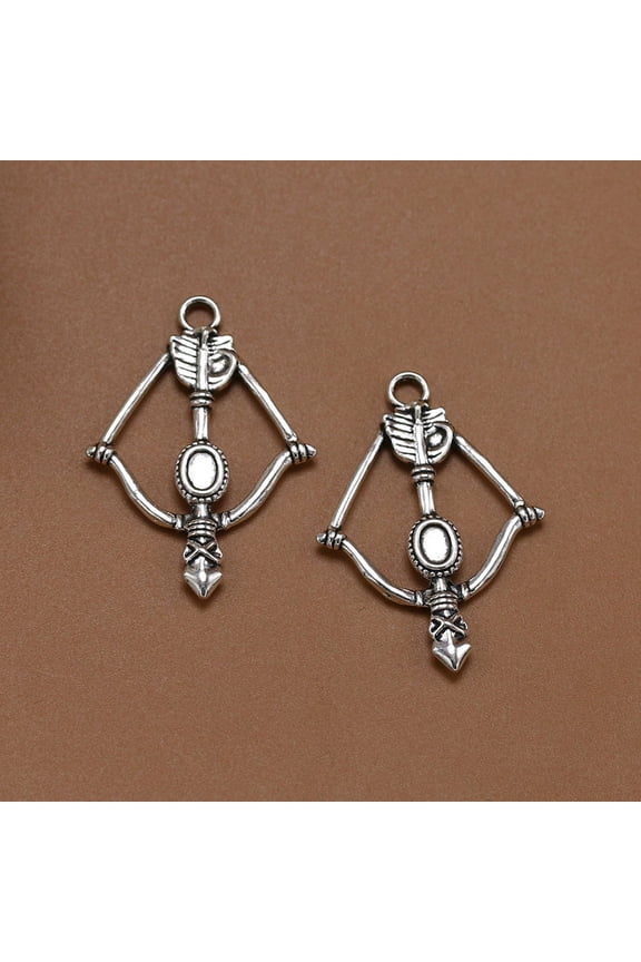Alloy Pendant Charm for Jewelry Bow and Arrow Design 20 Pieces Silver Tone