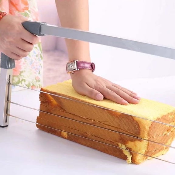 DEEPCRAFF Adjustable Aluminum Alloy Cake Leveler with 3 Blades, Professional Cake Slicer Tool for Baking and Decorating