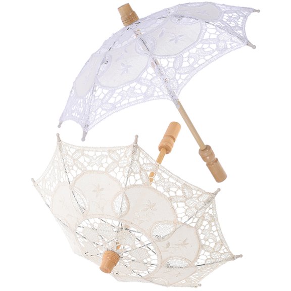 DEEPCRAFF 2-Pack Elegant Lace Parasol Wedding Photography Props with Assorted Colors for Bridal and Outdoor Events