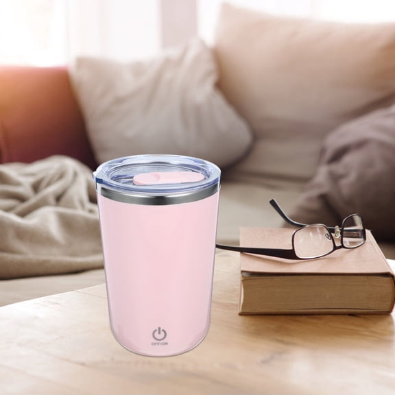 DEEPCRAFF Electric Self Stirring Cup Stainless Steel Pink Cute Design for Coffee Lovers 1 PCS
