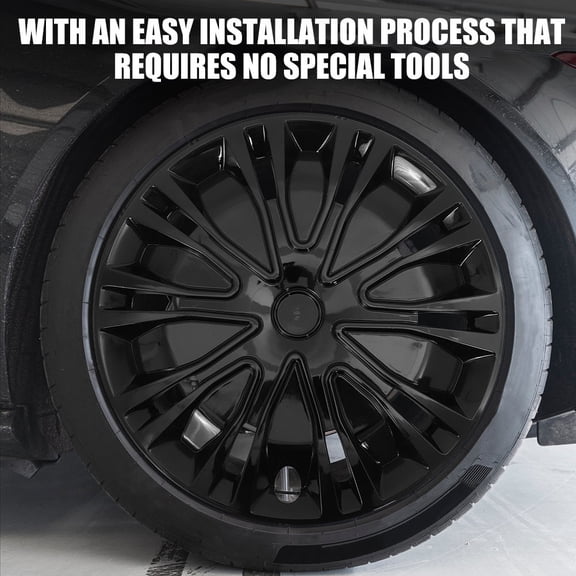 DEEPCRAFF 15 Inch Black Automotive Wheel Hub Caps, PP Material, Easy to Install Decorative Car Rim Covers