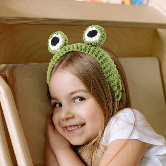 DEEPCRAFF Frog Headband Green Woolen Yarn Comfortable for Spa and Face Wash