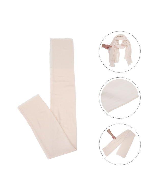 Women's Beige Cotton Linen Scarf Shawl, Lightweight Soft Breathable Wrap for Wedding, Party, Travel, Everyday Wear