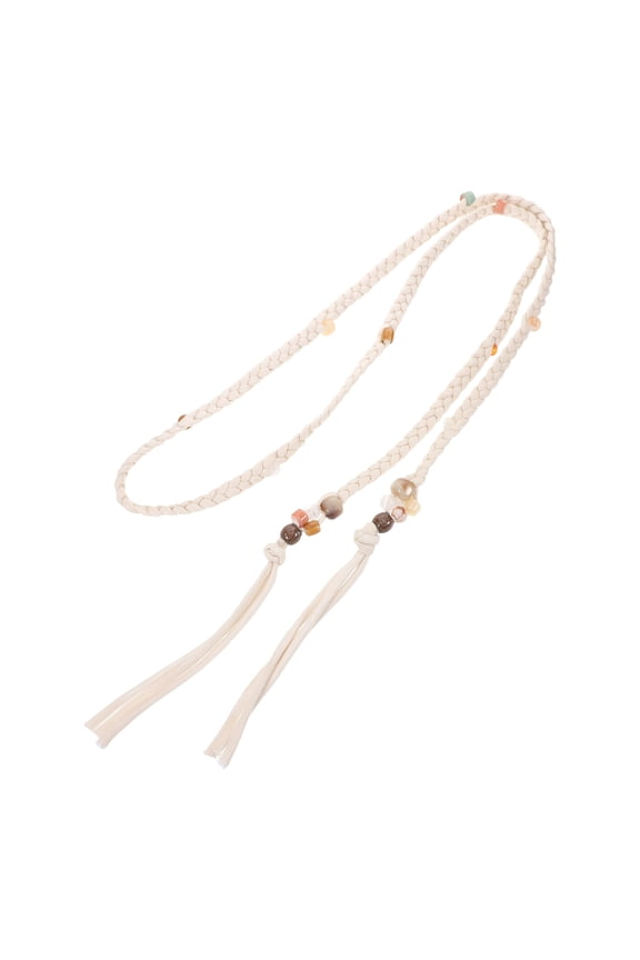Lightweight Beige Fabric Belt with Handwoven Macrame Rope Detail for Stylish Casual and Everyday Wear