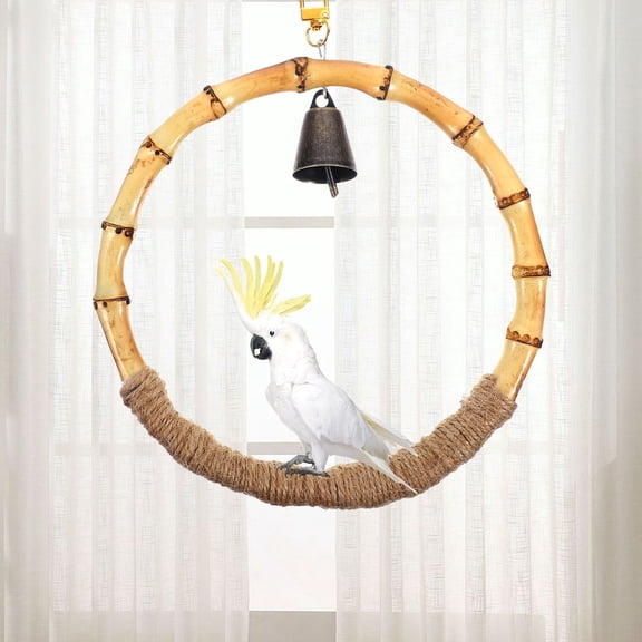 DEEPCRAFF Bird Perch Swing for Parakeets, Parrots with Khaki Design - Wear Resistant Cage Accessory