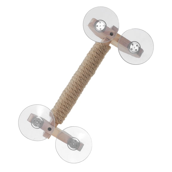 DEEPCRAFF Bird Window Perch with Suction Cup Mount, Natural Wood, Khaki for Home