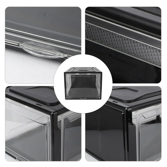 DEEPCRAFF 1Pc Transparent Black Acrylic and PP Stackable Shoe Storage Box with Drawer Style Organizer