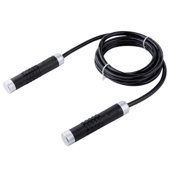 DEEPCRAFF Black Adjustable Cable Jump Rope with Aluminum Handles for Gym and Outdoor Fitness Training