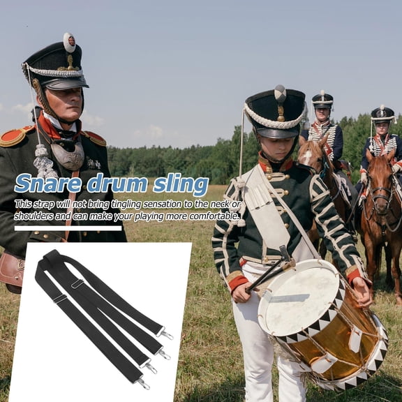 DEEPCRAFF Adjustable Black Snare Drum Strap Marching Drum Sling Shoulder Belt for Percussion