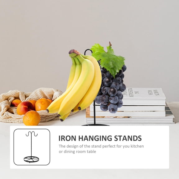 DEEPCRAFF Black Banana Hanger with Iron Hooks for Easy Indoor Fruit Storage and Modern Kitchen Decoration