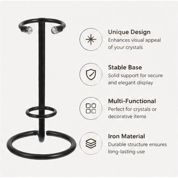 DEEPCRAFF Black Crystal Wand Display Shelf with Hexagonal Base for Decorative and Protective Use